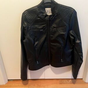 Womens Black faux Leather motorcycle jacket xl